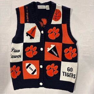 Vintage Clemson Tigers women’s Large Themed Knit Vest Clemson University